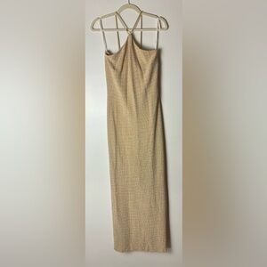 Vintage Cache Women’s Maxi Gown Dress Y2K Tan Gold Size 8